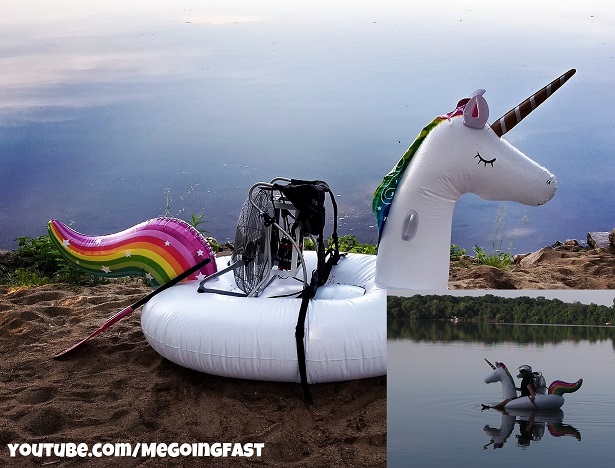Read more about the article Riding my Electric fan power unicorn floaty around the lake (homemade airboat)